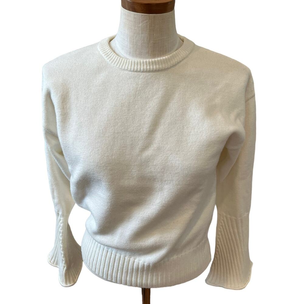 JOA Revolve Bell sleeve crewneck sweater Winter White XS
